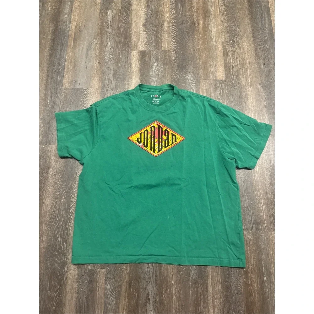 Air Jordan Shirt Mens XXL Embroidered Print Logo Short Sleeve Green See Pics